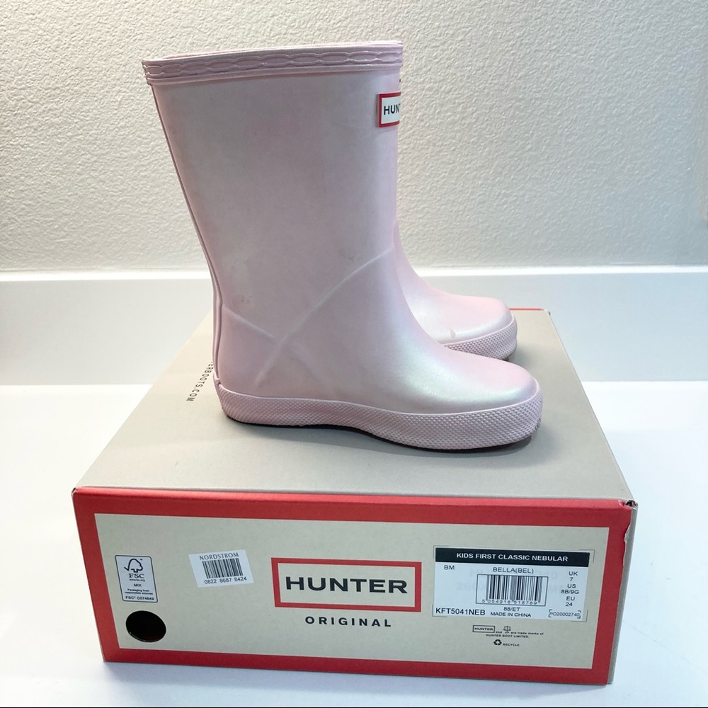 Hunter First Classic Pink (Bella) Rain Boots 8B/9G - Picture 7 of 9